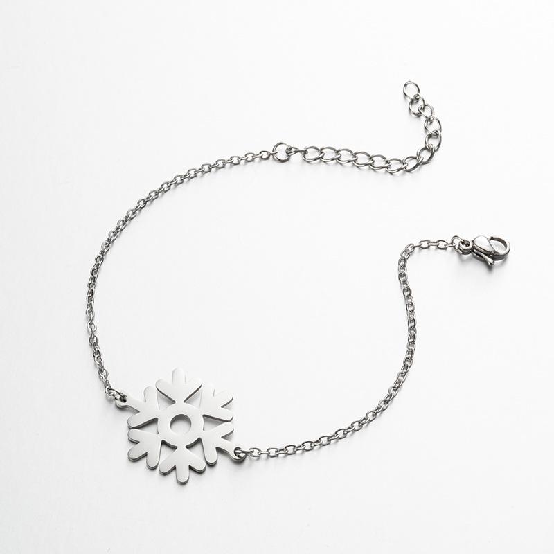 2025 Winter Luxury Snowflake Pattern Stainless Steel Pendant Bracelet for Girls