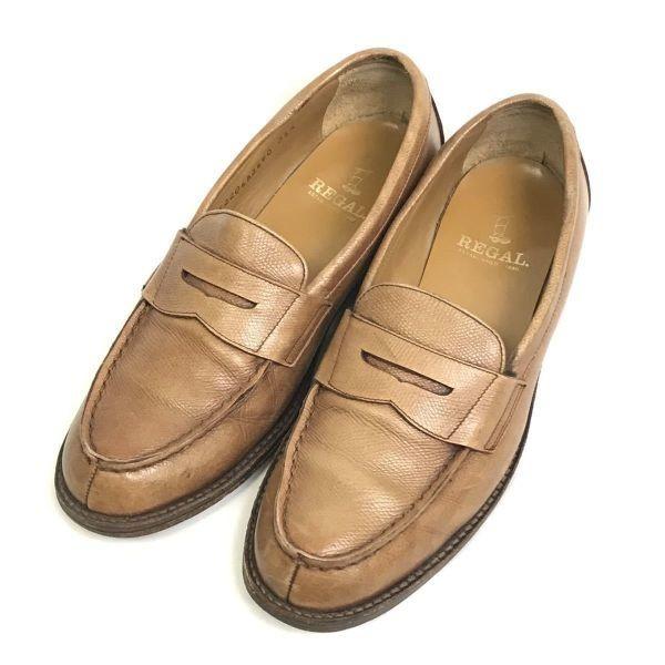 Regal All Leather Coin Loafers Brown 25.5EE(USED)