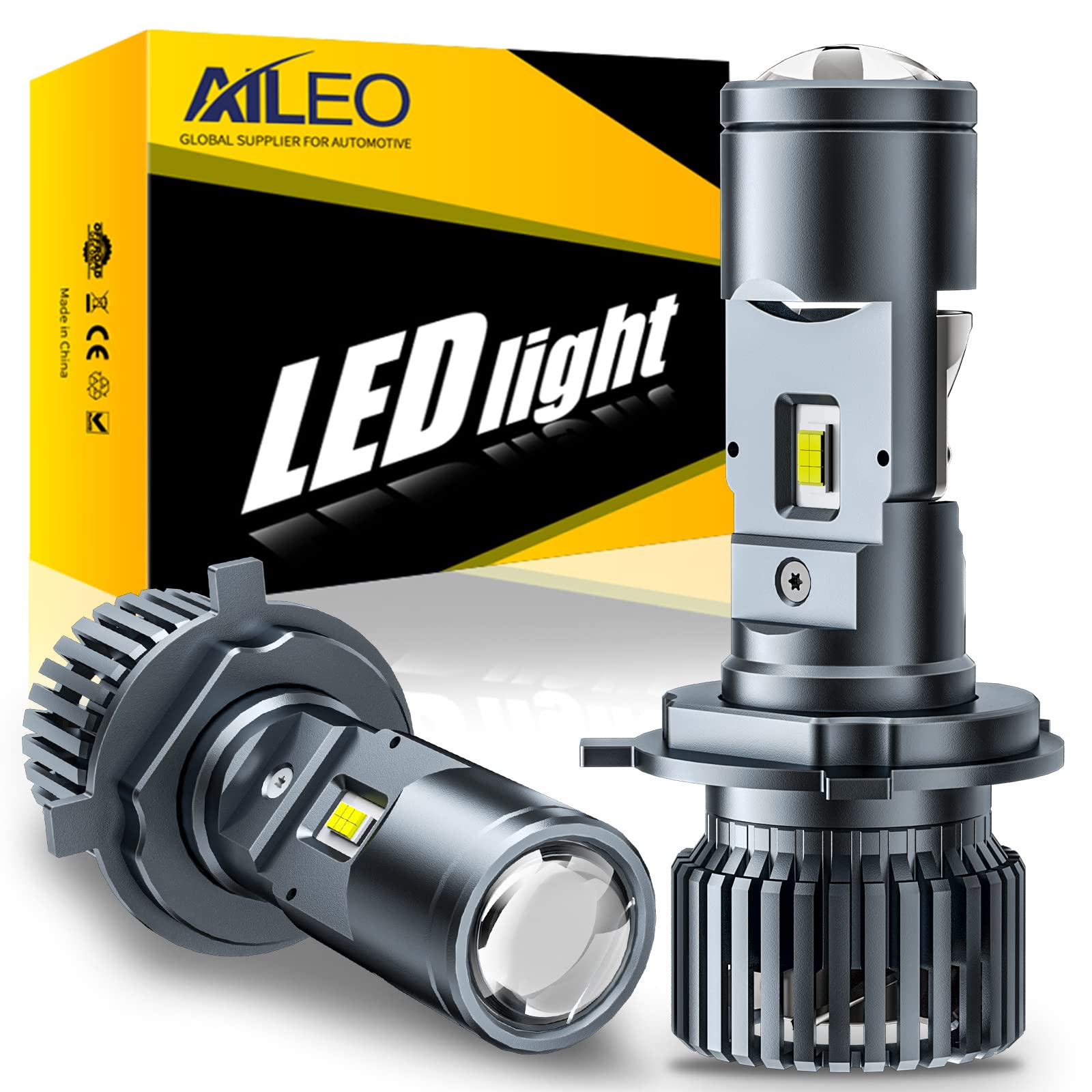 

Комплект преобразователя светодиодных фар AILEO H4 решает проблему рассеивания света. Светодиодная фара с проектором для автомобиля, мотоцикла 110 Вт 6500 К 20000 люмен H4 белый