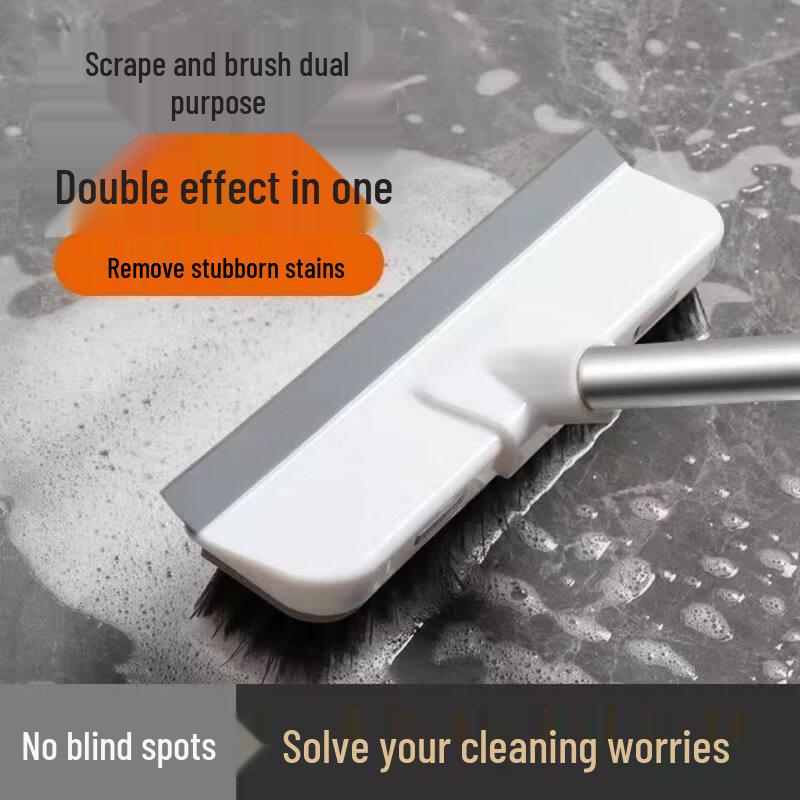 Long Handle 2-in-1 Floor Scrubber and Squeegee
