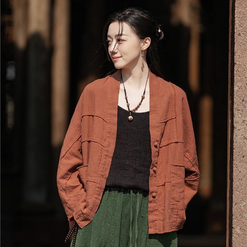 

Johnature Женские винтажные пальто с рукавами-летучая мышь, пэчворк на пуговицах, свободного кроя, весна-осень One Size