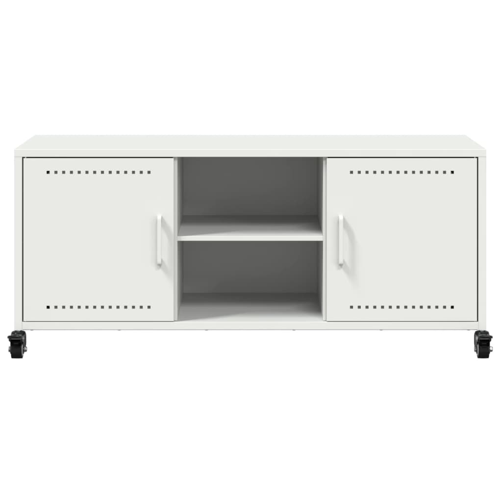 Vidaxl Szafka Rtv, Biała, 100,5X39X43,5 Cm, Stal