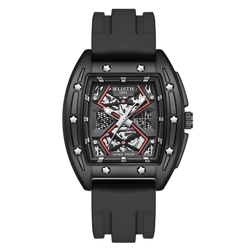 Swiss Barrel-Shaped Men s Skeleton Quartz Watch with Large Dial