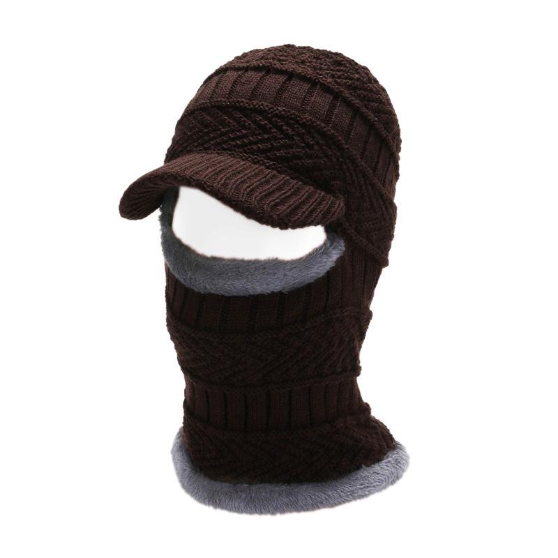 Men's Winter Wool Hat: Warm Knitted One-Piece with Face and Neck Protection for Outdoor Cycling