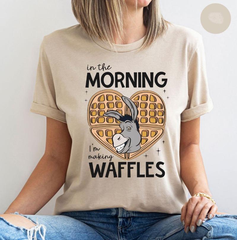 

Pixar Shrek Donkey Shirt in The Morning IM Making Waffles Tshirt world Family Tee land Holiday Trip S