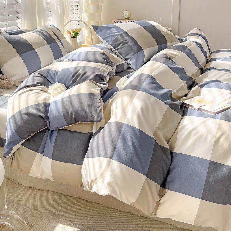 Καρό Μονόχρωμο Απλό Χρώμα Διπλοπλυμένο Βαμβάκι Βαμβακερό Σετ Τεσσάρων Τεμαχίων