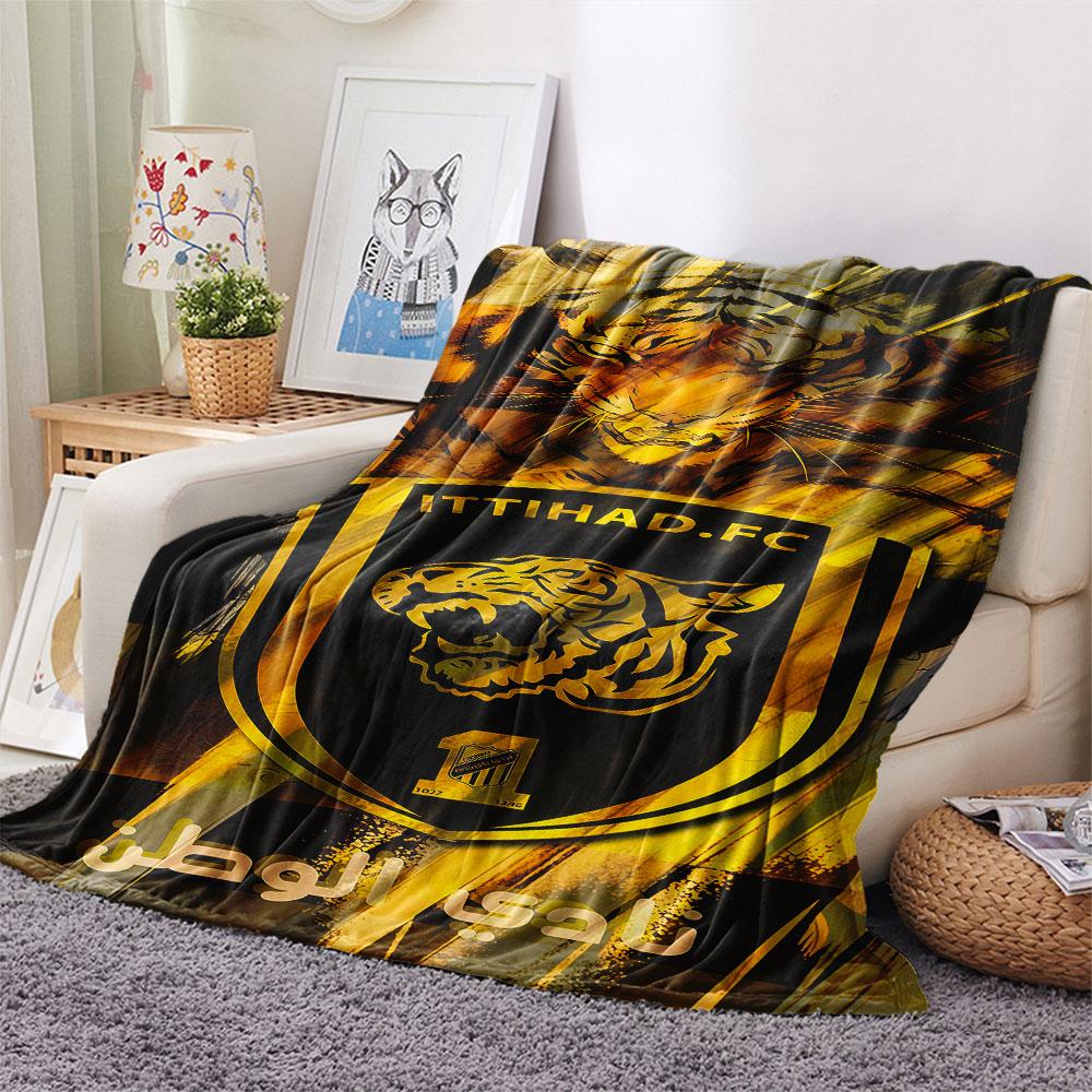 1PC Al-Ittihad FC Patterned Flannel Blanket Suitable For All Seasons for Home Decor Warmth and Comfort Gifts Holiday Present