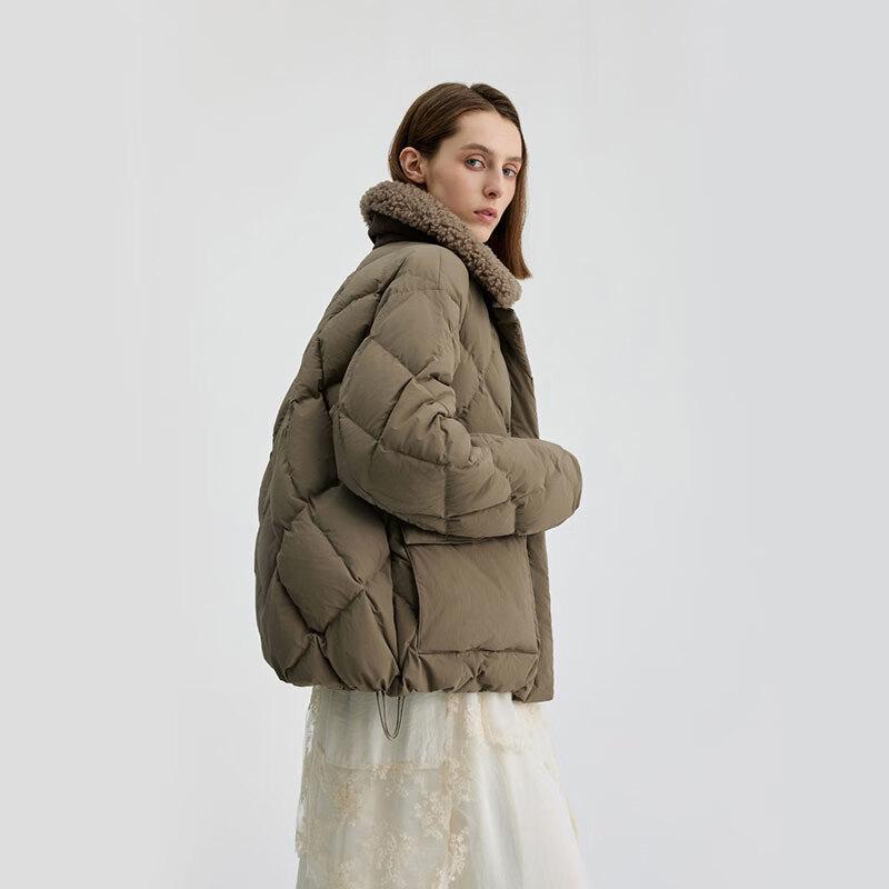 BINJORA Women's Short 95% Duck Down Parka with Detachable Fur Collar