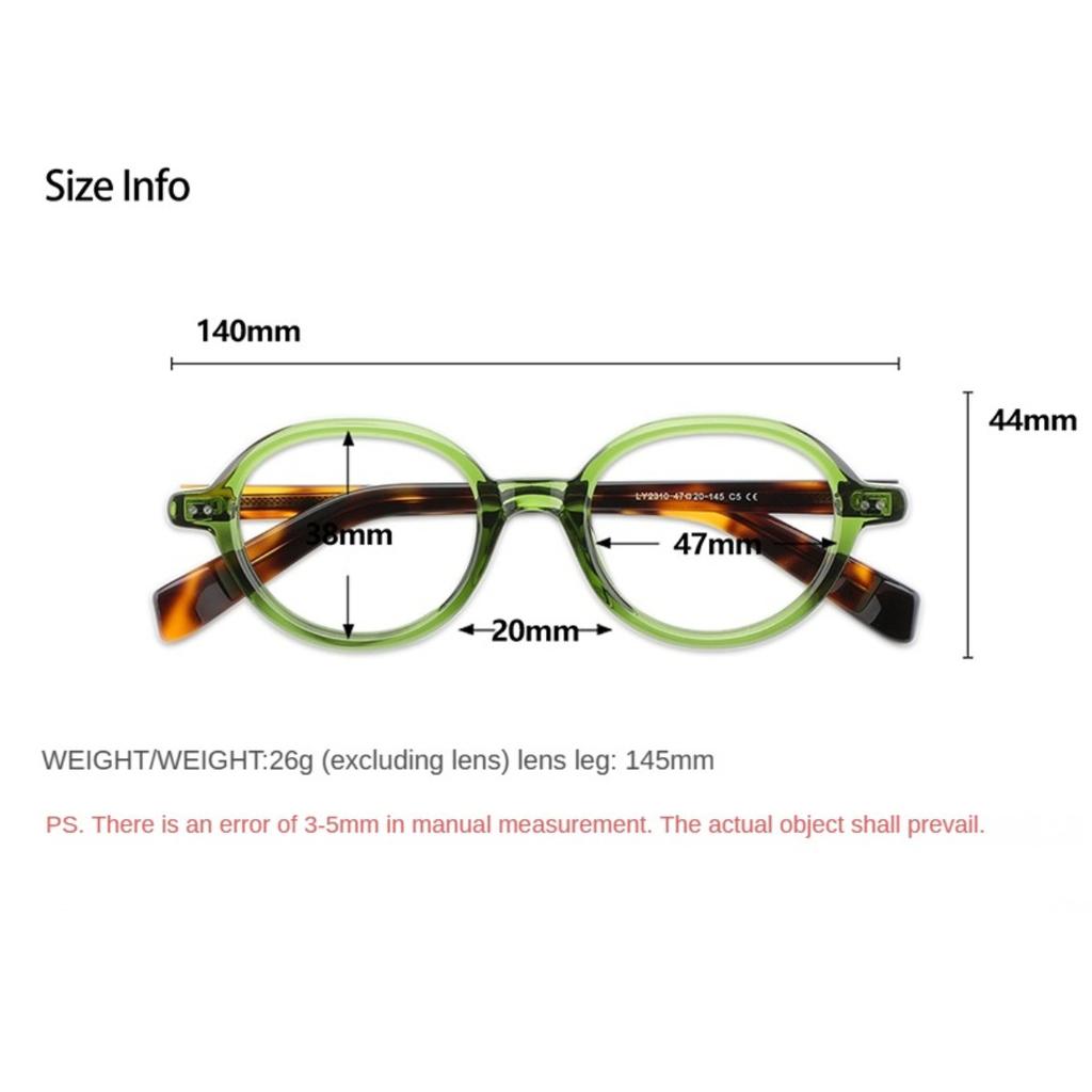 Oval Glasses for Women Retro Acetate Vintage Glasses Frame Optical Round Men Female Brown Green Clear Lens Unisex
