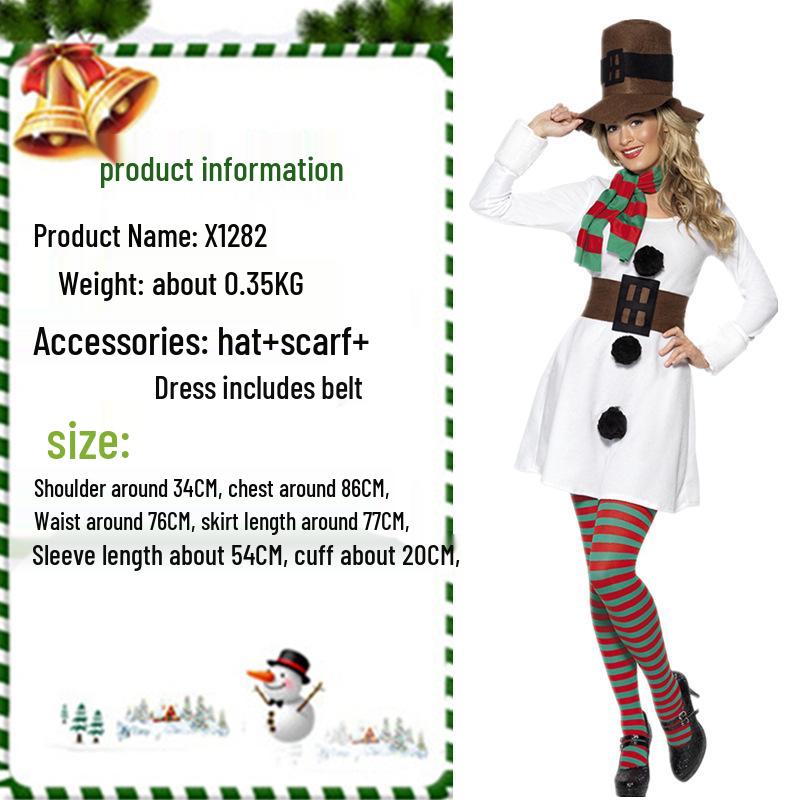European & American Christmas Costumes: Adorable White Furry Snowman Outfits for Couples, Perfect for Holiday Parties