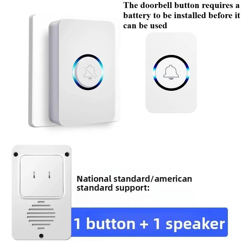 Upgraded Version One Drag One Music Remote Control Doorbell Adhesive Long-range High Sound Caller Smart Doorbell for Elderly Kid