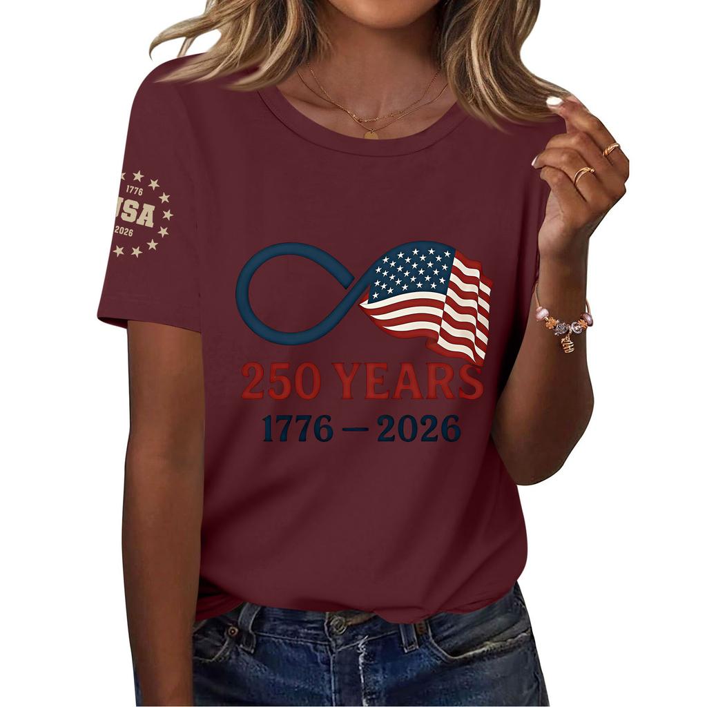 Women's Fashion Casual Printed Short Sleeve Round Neck Pullover Tops