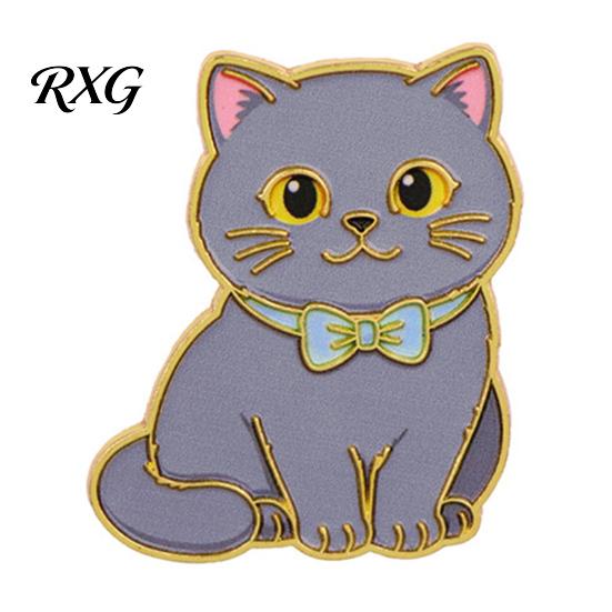 Cat Theme Brooch Enamel Bow Tie Brooch, Cartoon Kitten Metal Badge Pin Pin, Hats Bags Scarves Clothes Decorative Accessory Animal
