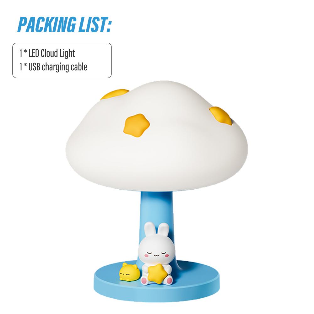 

1 шт. светодиодный ночник в виде облака, перезаряжаемый через USB, силиконовый ночник, декоративный, милый, ночник для сна