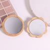 Compact Wooden Handheld Makeup Mirror – Portable Round Beauty Mirror for Personal Use