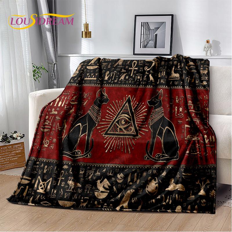 3D Ideographic Sign Symbols Ancient Egyptian Mythological Blanket,Soft Throw Blanket for Home Bedroom Bed Sofa Cover Blanket Kid