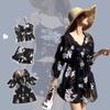 Summer Sexy Swimwear Women 3 Piece Set Vintage Print Elegant Swimsuits Fashion Sweet Hipster Y2k Floral Drape Irregular Bikinis