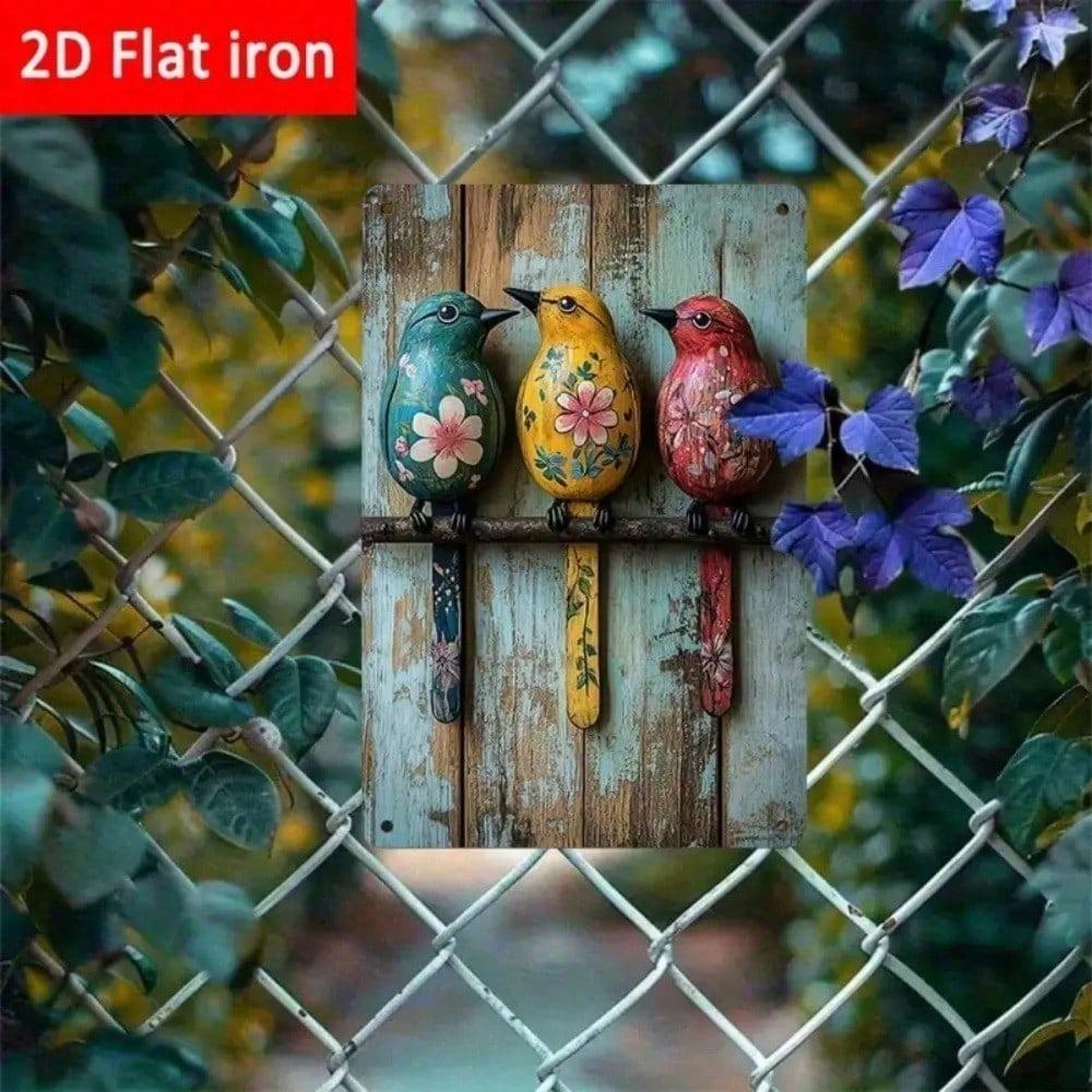 Vintage Birds Metal Wall Art 8x12 Inch Rustic Tin Sign Farmhouse Decor Garden Bar Patio