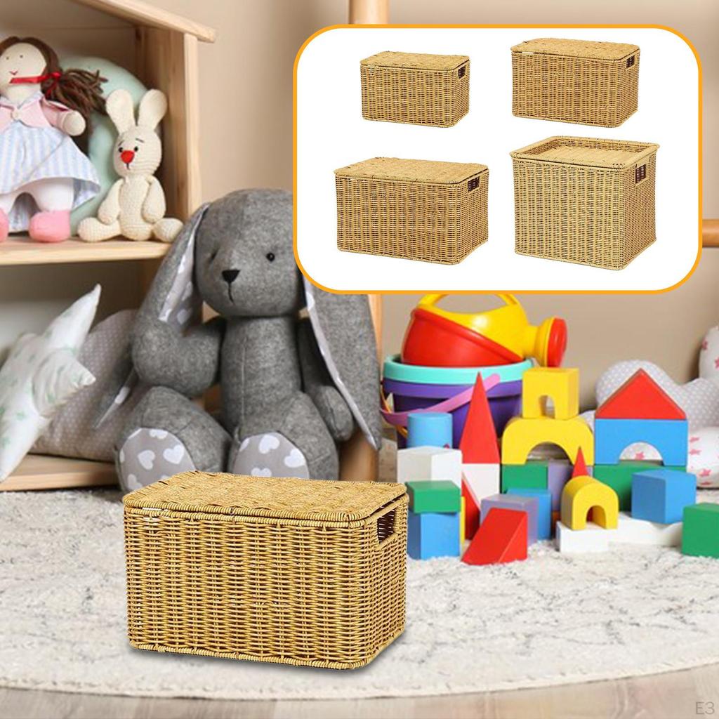 A Practical And Spacious Wicker Basket for Storing Various Items. Ideal The Kitchen Counter,
