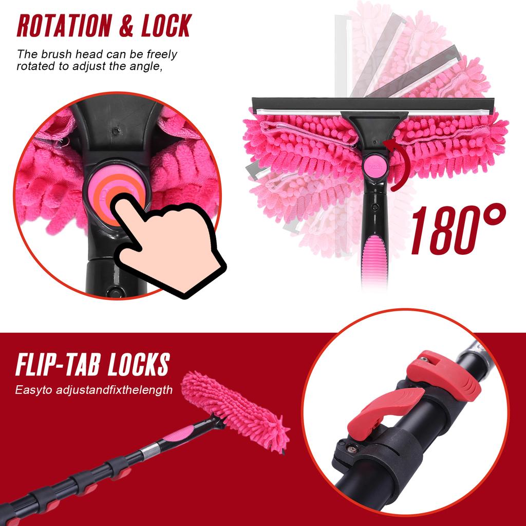 Microfiber Duster Kit (11PCS) Extendable Washable Dusters with Extension Pole Brush Kit for Cleaning Ceilings, Fans, Furniture