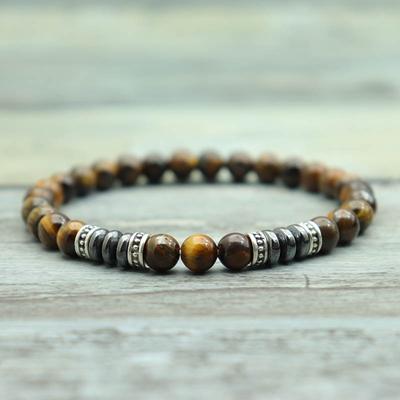 Einfaches Naturstein Armband Herren 6mm Amazon Sodalith Türkise Tigeraugen Hämatit Perlen Armreifen Meditation Charme Homme Schmuck