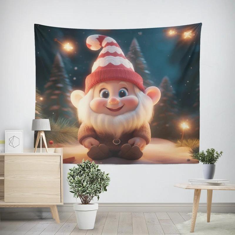 Christmas New Year Santa Claus Deer Painting Pattern Tapestry Living Room Sofa Car Interior Decoration Tapestry
