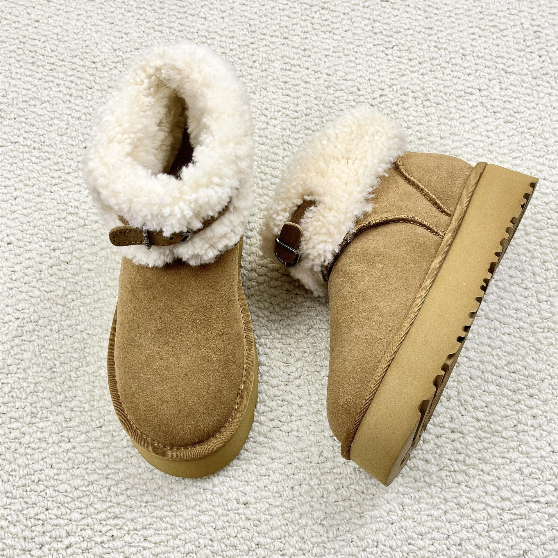 Winter new fur integrated warm snow boots comfortable and lightweight thick-soled short boots women s maroon 41 малиновый