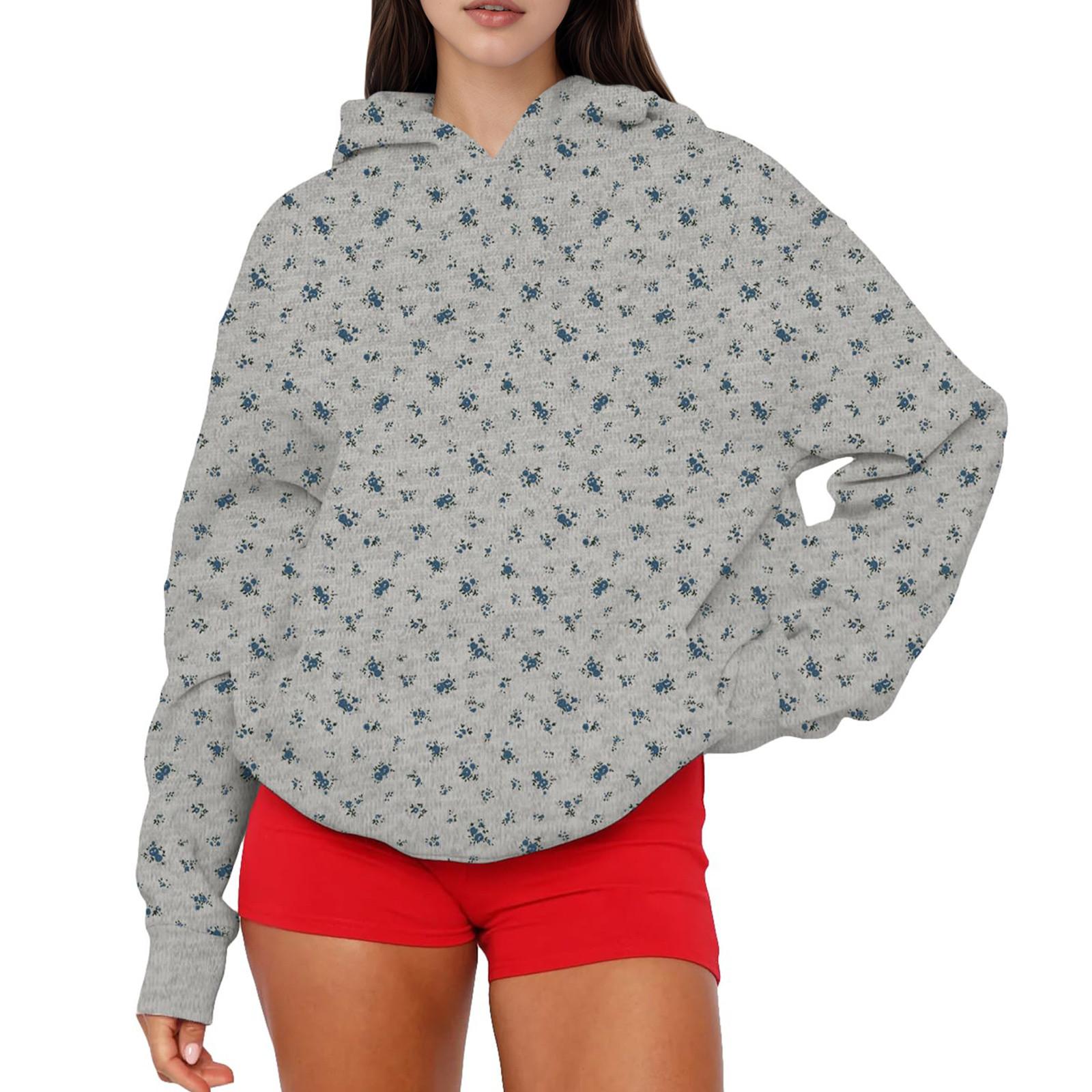 

Women s Fashion Women s Lightweight Long Sleeve Pullover With Pockets Preppy Graphic Hoodie L