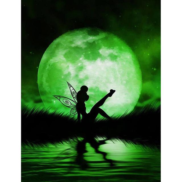 

Алмазная вышивка крестиком, узоры «Красочная луна и персонаж мультфильма», полная DIY 5D алмазная живопись 20*30 cm