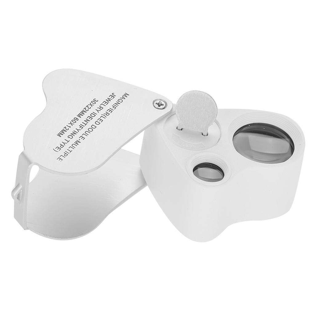 Jewelry Magnifying Glass, Handheld Magnifying Glass with 2 LED Lights for Stamps Inspection, Portable, Lightweight and , 30X 60X