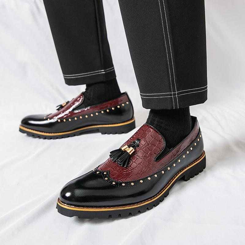Fashion Fashion Leather Casual Shoes for Men Comfortable Slip on Tassel Loafers Shoes Men British Style Leather Men Business Dress Shoes