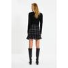 Burgundy Buttoned Tweed Fabric Mini Woven Skirt With Flounce Hem Twoaw22et0155