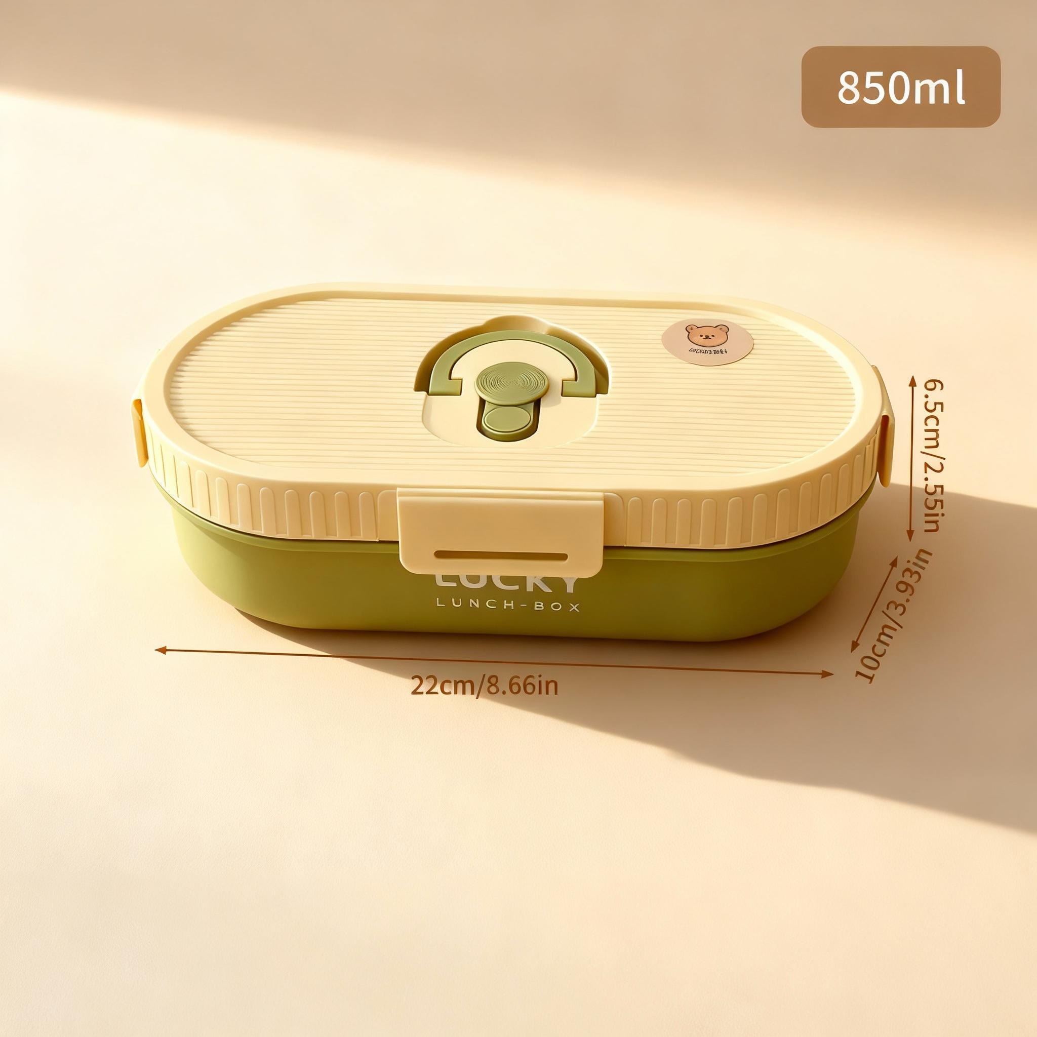 

850ML 2 Grids Portable Lunch Container With Handle Sealed 304 Stainless Steel Insulated Lunch Box For Kids Microwave Heatable