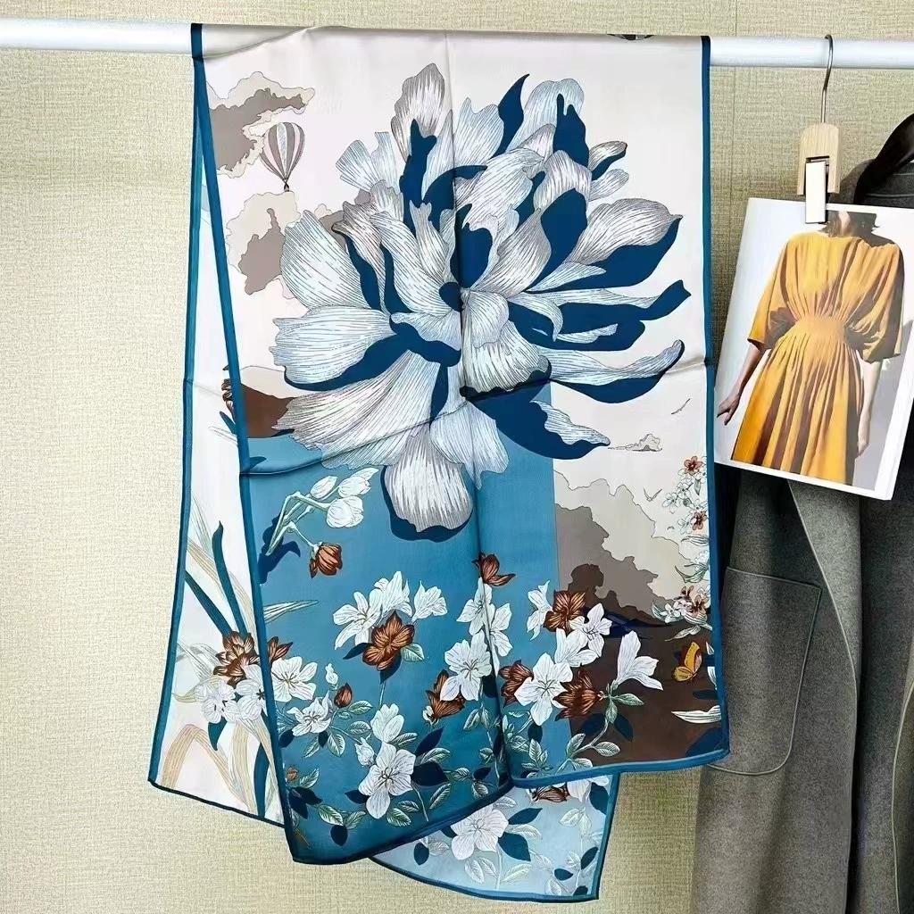 New Women Silk Scarf Long Pashmina Traditional Chinese Style 100% Mulberry Silk Scarf Business Gift Silk Scarves Gift for Mom