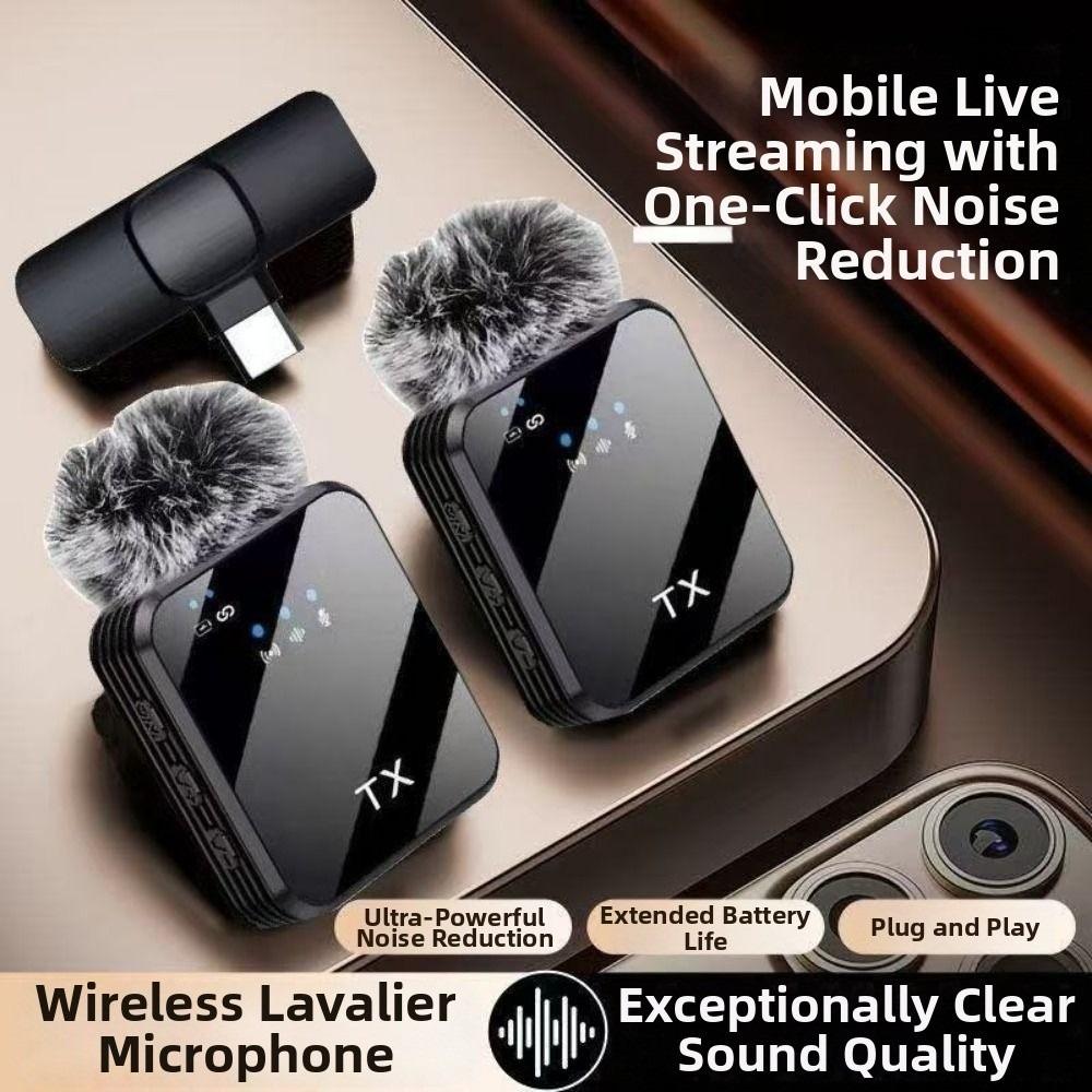 Mini Wireless Microphone Noise Cancellation Lapel Microphone Clip-On Microphone Travel