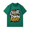 Men's 100% Cotton Crew Neck Short Sleeve T-Shirt, Create Your Own Future Graffiti Crown Print Casual Comfortable Summer Tee for Daily Wear