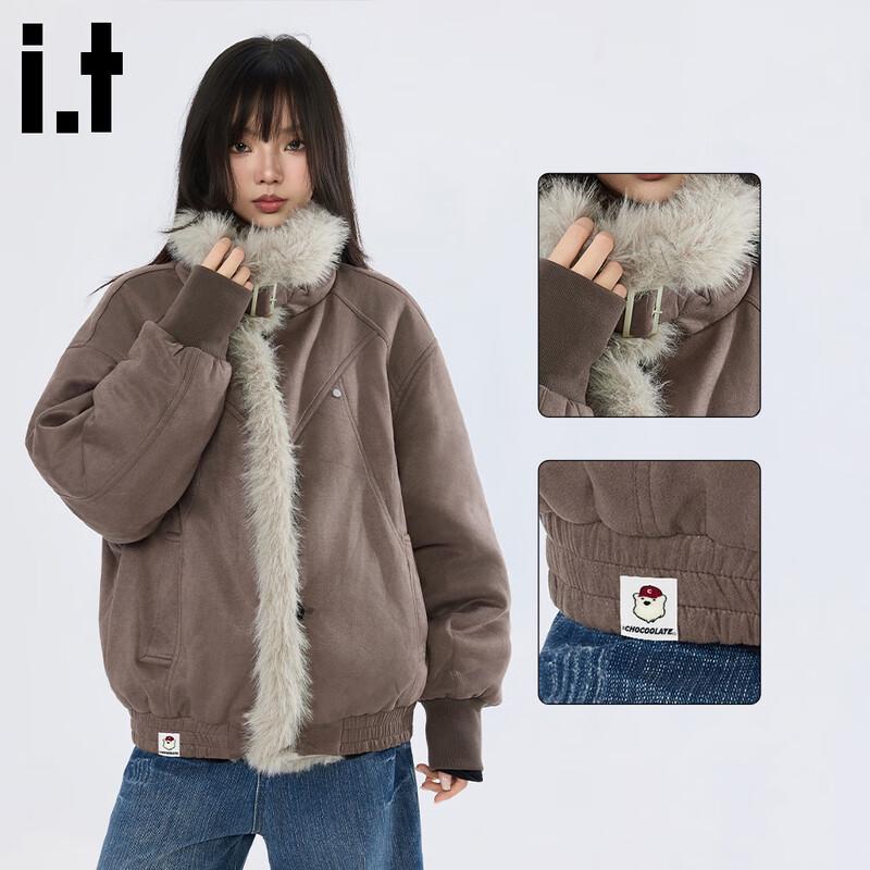 :Женская зимняя стеганая куртка CHOCOOLATEIT с меховым воротником Zuoshanshan XL