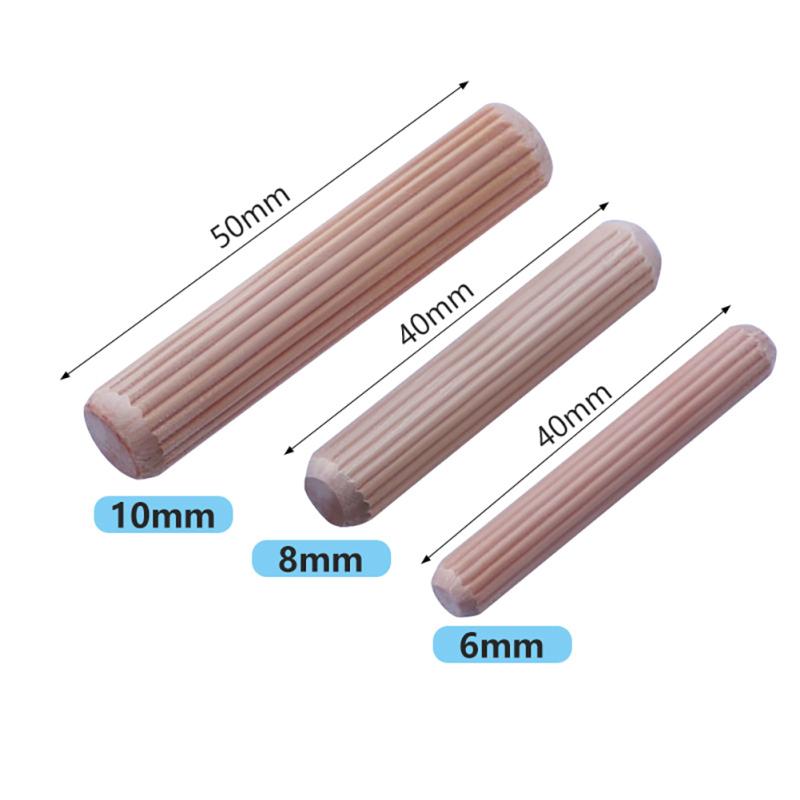 100 Pcs Wooden Dowel Pins With Fluted Beveled Round Wood Tip Positioning Block Woodworking Tool
