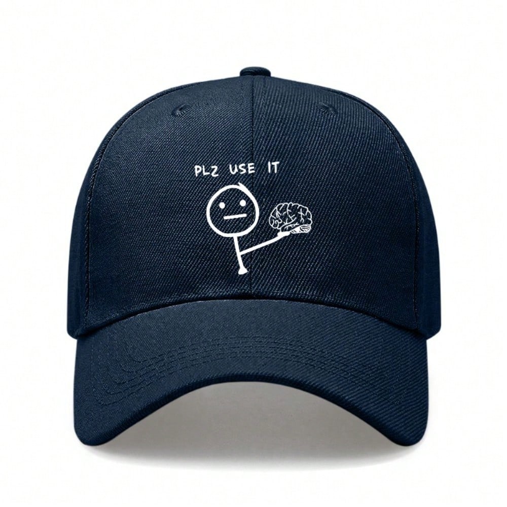 [Humorous Baseball Cap] Funny Letter "PLZ USE IT" Print Polyester Adjustable Breathable Casual Outdoor Sports Baseball Hat For Men Women