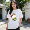 2026 New Summer HelloKitty Cute Graphic Tee Casual Short Sleeve Cotton Top for Women Girls Kawaii Cartoon Print Streetwear
