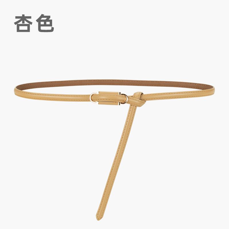 Four Seasons Available New Women'S Leather Thin Belt With No Hole Design Decorative Belt Waist Cover Dress Versatile Two Layer Leather Women'S Belt