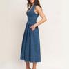 European and American style denim dress women's new sleeveless waist long thin A-shaped skirt cross-border fashion versatile skirt