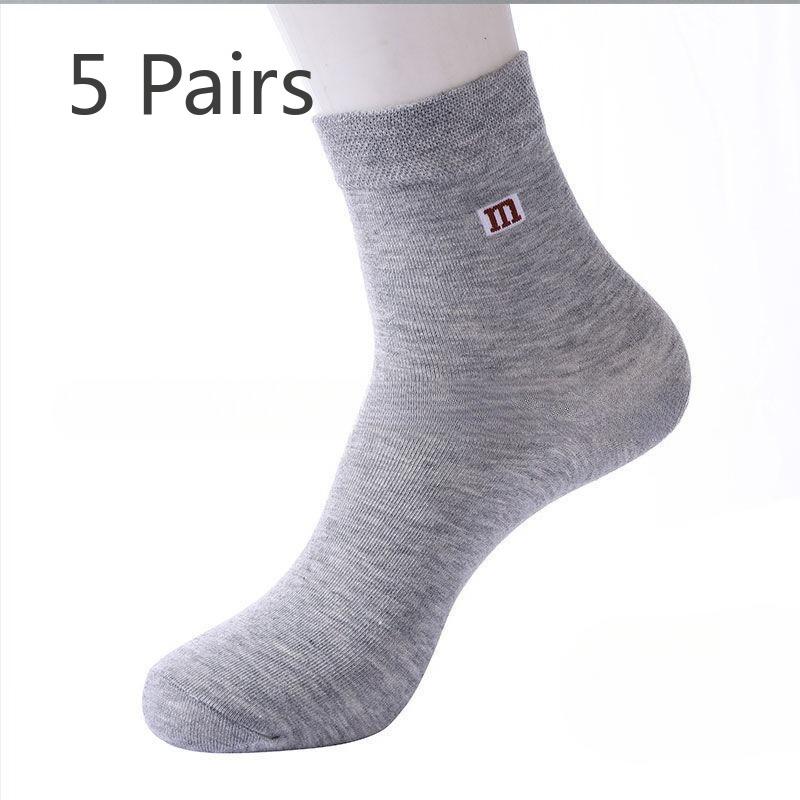 5 Pairs of Male Spring and Autumn Commercial Wear-resistant Sweat Absorbing Antibacterial Cotton Socks