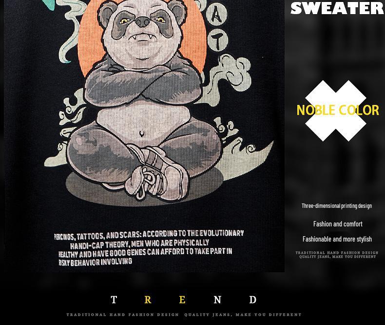 Sudadera de Otoño para Hombre con Estampado de Panda, Cuello Redondo, Corte Ajustado - Top de Marca de Moda