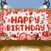 Polyester Strawberry Party Background Cartoon Party Hanging Banner  Photo Booth