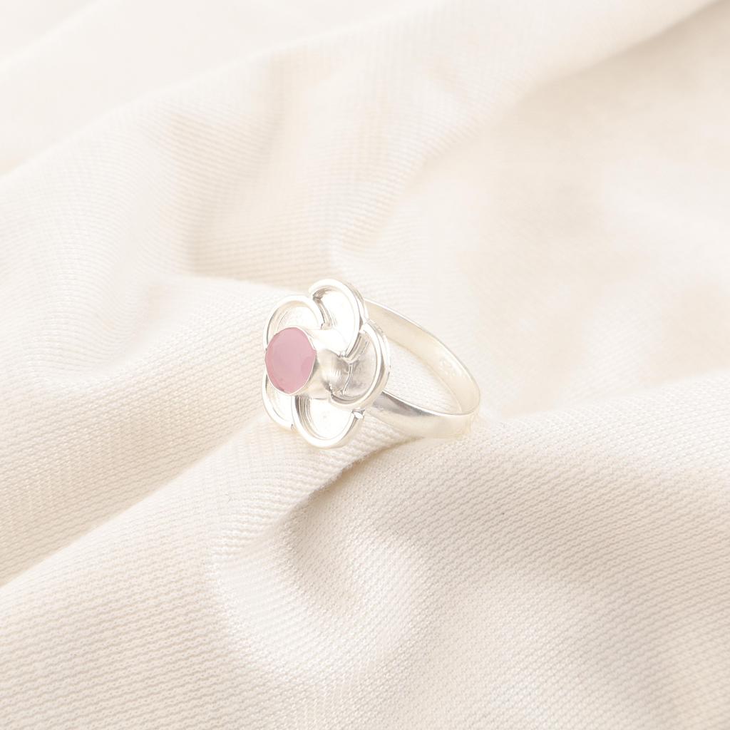 Rose Chalcedony Gemstone Jewelry, 925 Sterling Silver Jewelry, Handmade Ring, Adorable Jewelry For Wedding Git