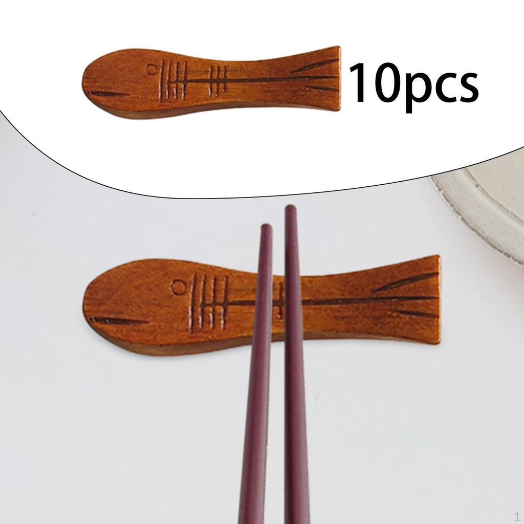 10 Pieces Wooden Chopstick Holders Rest Chopsticks Spoon for Fork