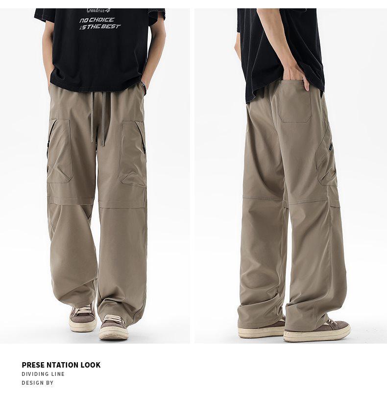 Men's Solid Color Wide Leg Work Pants