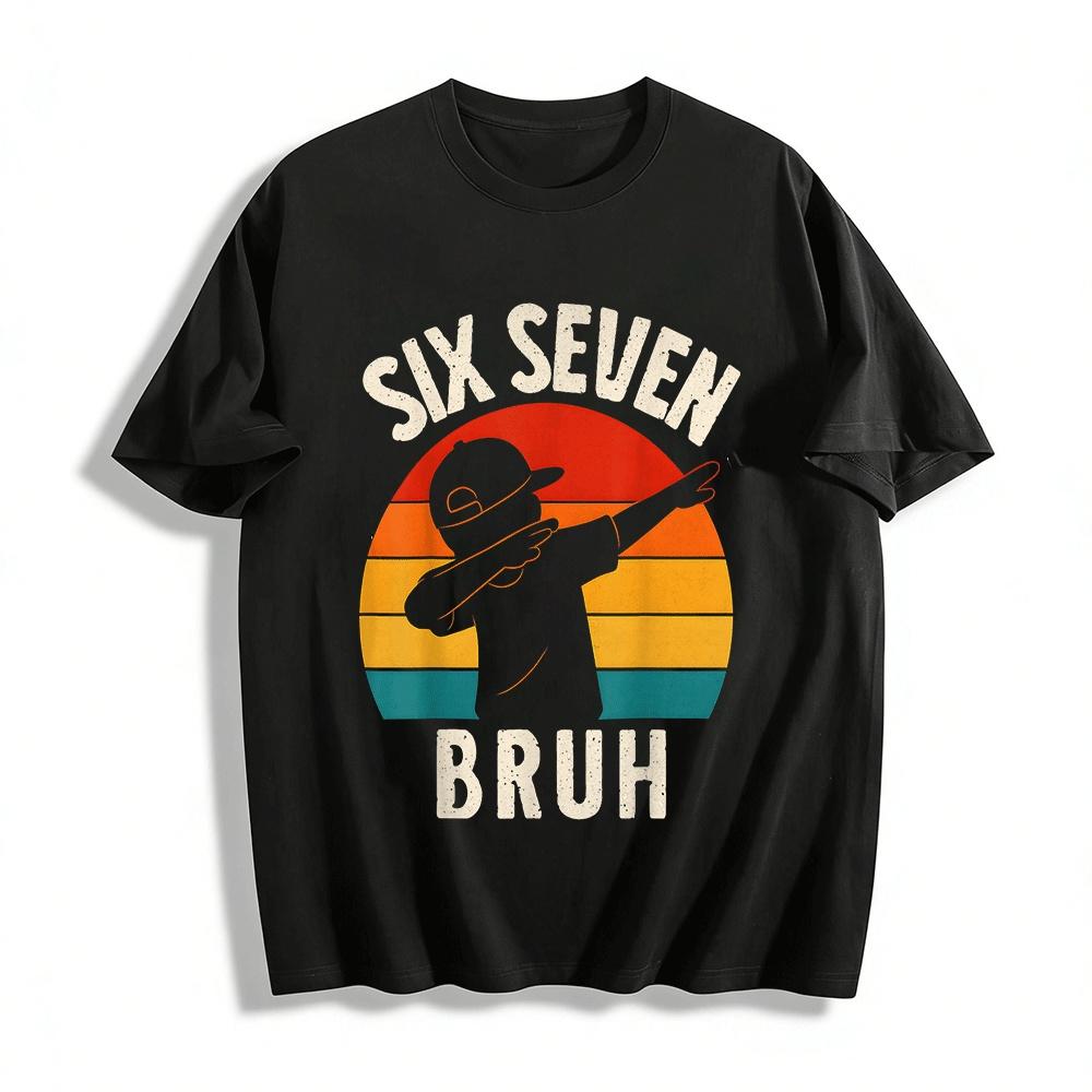 

Vintage Dab Style Seven Year Old Bruh Themed Kids Birthday Tee Pure cotton T-shirt XXS