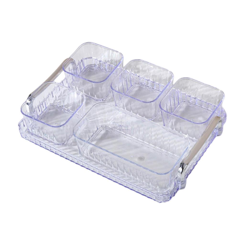 Acrylic Appetizer Tray Divided Serving Platter 5 Removable Snacks Bowls Snack